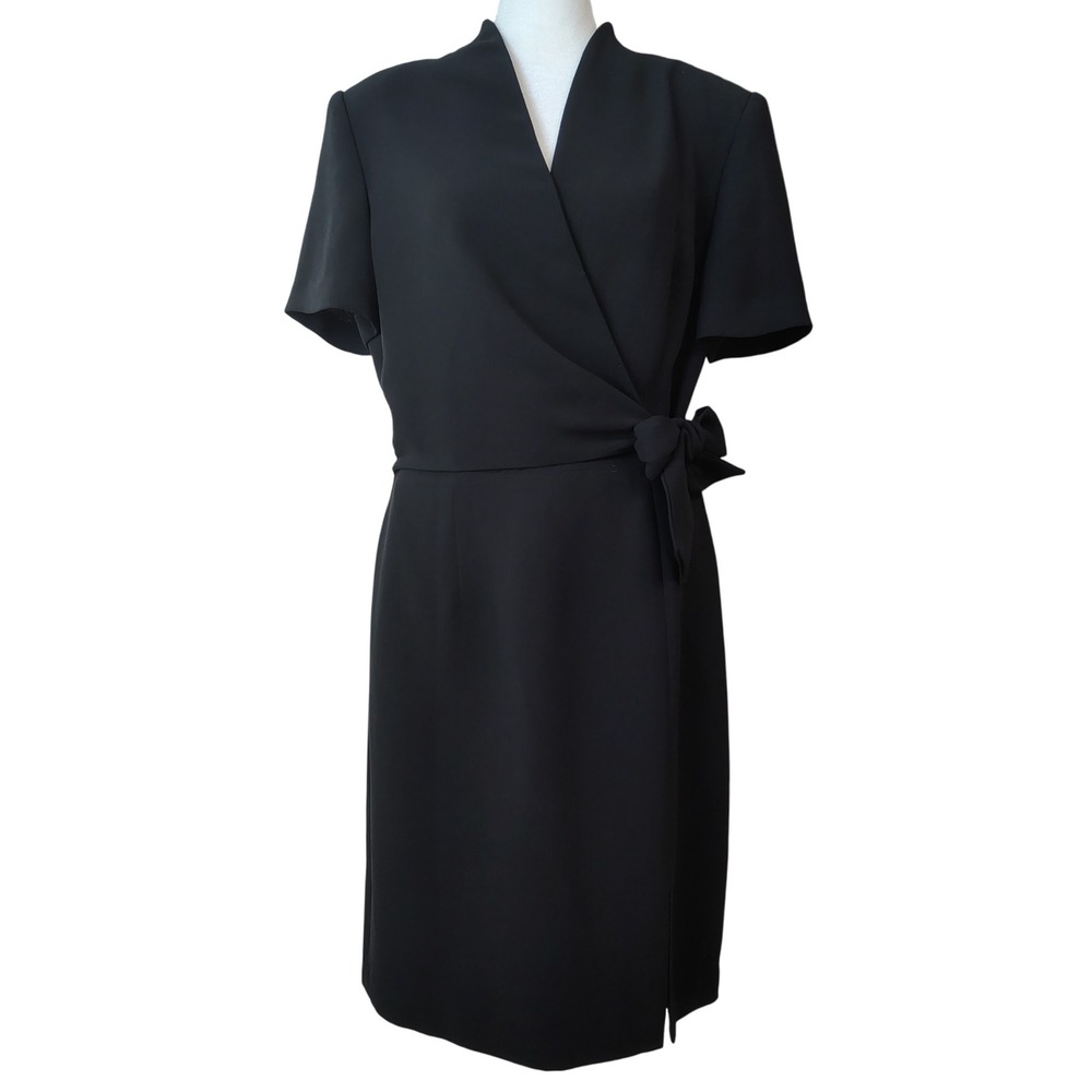 Vintage Donna Morgan Black Dress Size 10 Career Work Party‎ Cocktail Tie Waist